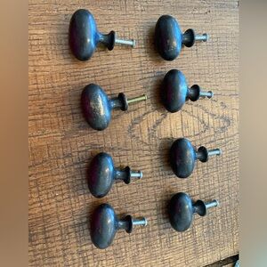 Set of Black Metal Egg Shaped Drawer Knobs